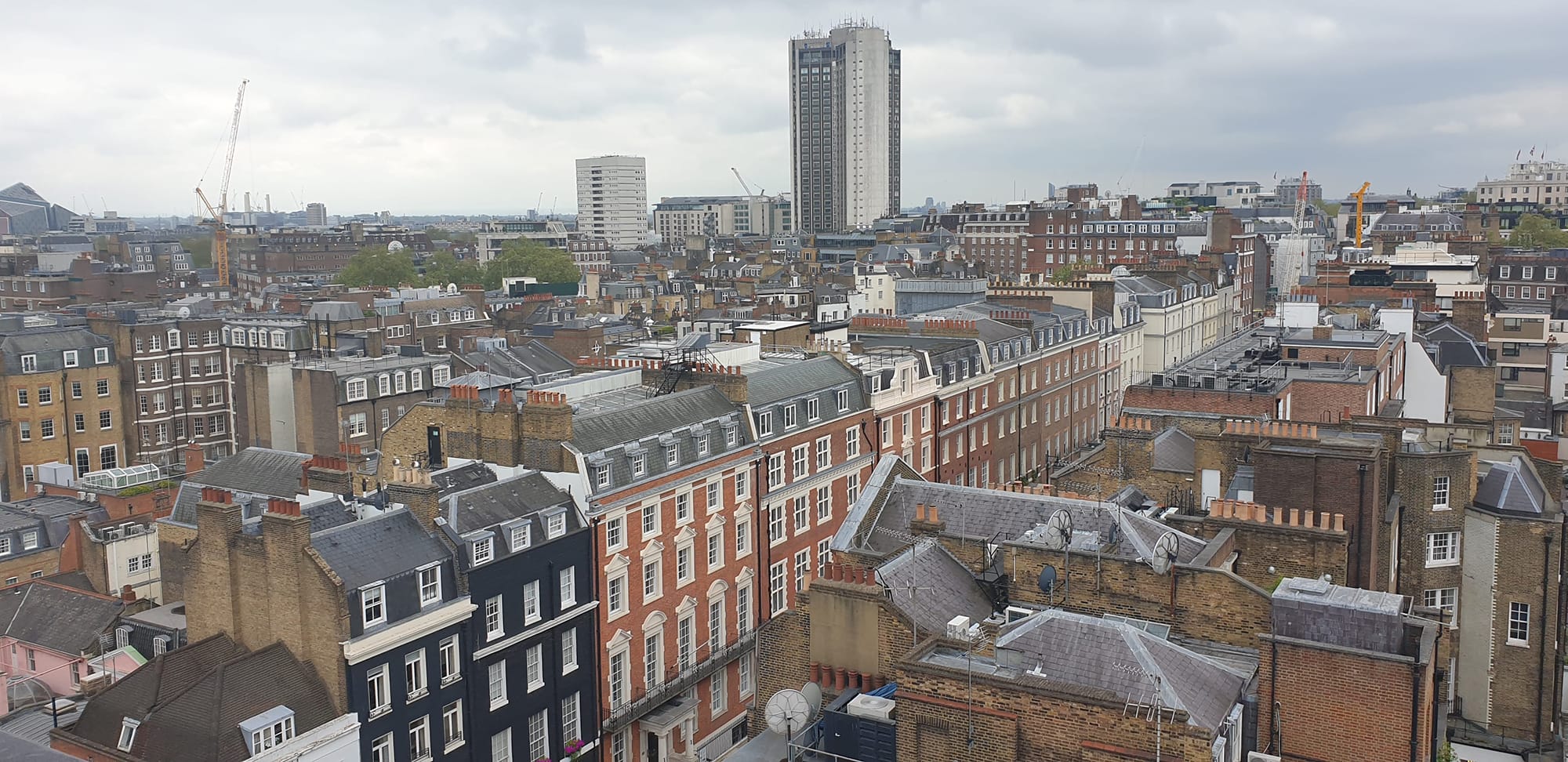 view over a town on a cloudy day